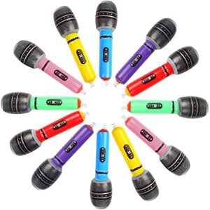 KIMOBER 12PCS Inflatable Microphones,Colorful Blow up Microphones Stage Act Mic Props for Pretend Play Party Favors Supplies