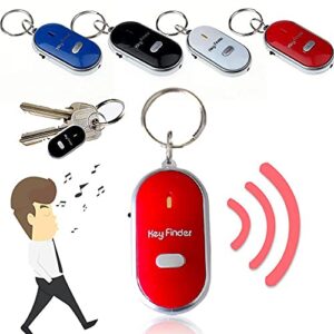 mllkcao 1pc led light torch remote sound control lost key finder locator, keychain whistle item locator suitable for seniors key locator device, black