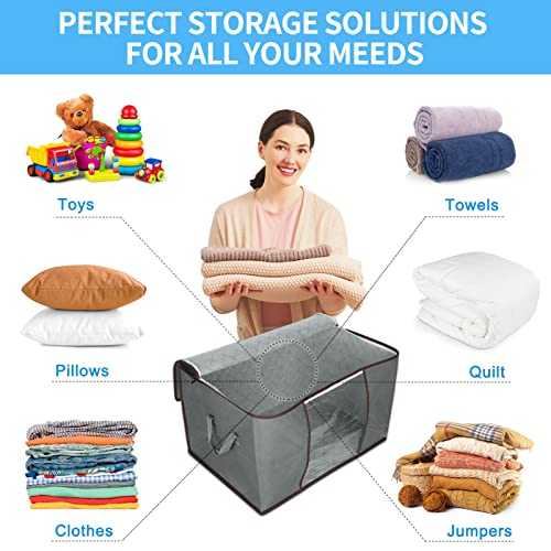 90L Large Storage Bins, 6Pack Clothes Storage Bags Storage Containers for Organizing Bedroom, Closet, Clothing, Comforter, Foldable Closet Organizers Storage Containers with Sturdy Zippers and Handles
