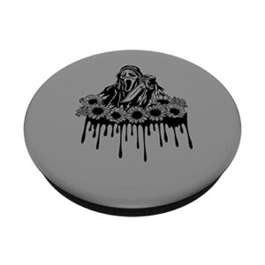 Horror with Sunflowers Scary Movies lovers Halloween PopSockets Swappable PopGrip