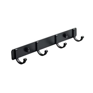 spotcact wall mounted coat racks with hooks hanging holder towel rack 10.83' x 1.50' modern black hanging for clothes entryway bathroom bedroom (4 hooks, black)