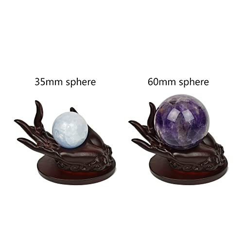 OmyLens Hand Shape Crystal Ball Stand Sphere Display, Natural Healing Feng Shui Glass Orb Holder Base Statue Decoration, for 30mm-60mm Sphere