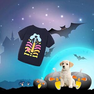 Dog Cat Skeleton Costume T-Shirt Cat Puppy Halloween Costumes Clothes for Small Medium Dogs Party Jumpsuit Dress Up Apparel Cosplay