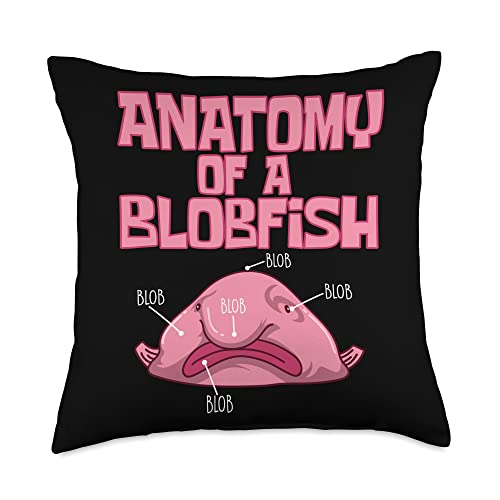 Enjoying A Bottom-dwelling Deep-sea Fish Anatomy Water Animal Blobfish Throw Pillow, 18x18, Multicolor