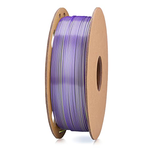 Tumbler PLA 3D Printer Filament, Silk Magic Multi Color 1.75mm Dimensional Accuracy +/- 0.03mm 2.2 lbs/ 1KG Spool, 3D Printing Filament Purple Yellow