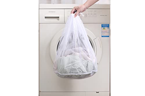 Mesh Laundry Bags with Drawstrin. Travel Laundry Bag. Machine Washable. Clothing Washing Bags for Laundry. Blouse. Bra. Hosiery. Stocking. Underwear. Healthy and harmless. pregnant women and baby clothing can be safely used 19.6*15.7 IN (Coarse-mesh)