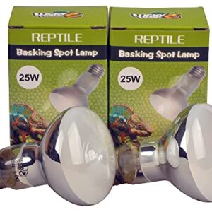 LUCKY HERP Reptile Basking Spot Lamp,Daylight Heat Bulb,2-Pack (25W)