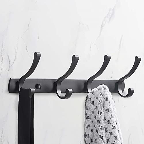 Coat Hook Rack Mount Hanger Hat Robe Holder Clothes Organizer, 4 Hook