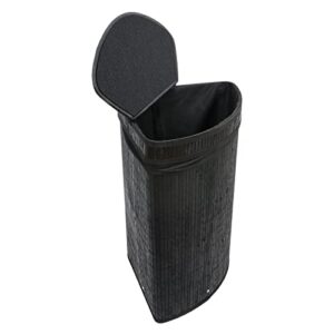 geramexi 60l bamboo corner laundry basket hamper for dirty clothes stand freely (black)