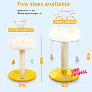 Happi N Pets Cloud Cat Scratching Post with Bed, Cat Tree Tower for Indoor Cats, Nature Sisal Cat Scratcher with Cozy Fluffy Perch for Kitten & Adult Cats, Small Cat Tower with Toys, Stable Cat Stand