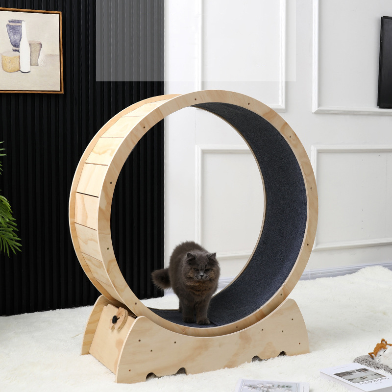 Cat Exercise Wheel,Cat Wheel Exerciser for Indoor Cats,Suitable for All Cats Natural Wood Color Cat Wheel,Cat Running Wheel 32.3x15.7x40''