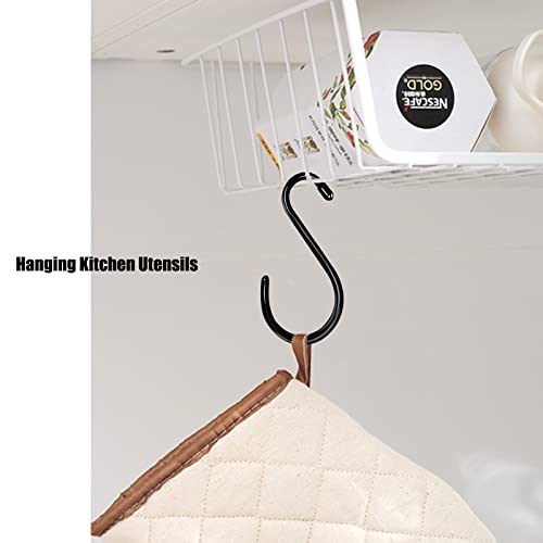 Gutapo 6 Pack Black Large Rubberized Coated S Hooks Non-Slip Heavy Duty Closet Patio Hanger for Hanging Plants Clothes Purses Backpacks Hats Tote Towels Bird Feeders Kitchenware Cups