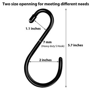 Gutapo 6 Pack Black Large Rubberized Coated S Hooks Non-Slip Heavy Duty Closet Patio Hanger for Hanging Plants Clothes Purses Backpacks Hats Tote Towels Bird Feeders Kitchenware Cups
