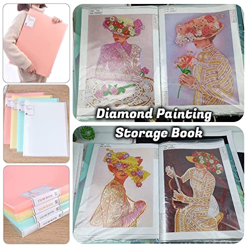 A3 Diamond Painting Storage Book, 60 Views Art Portfolio Presentations Folder with 30 Pages Protectors, 17.3x12.8in
