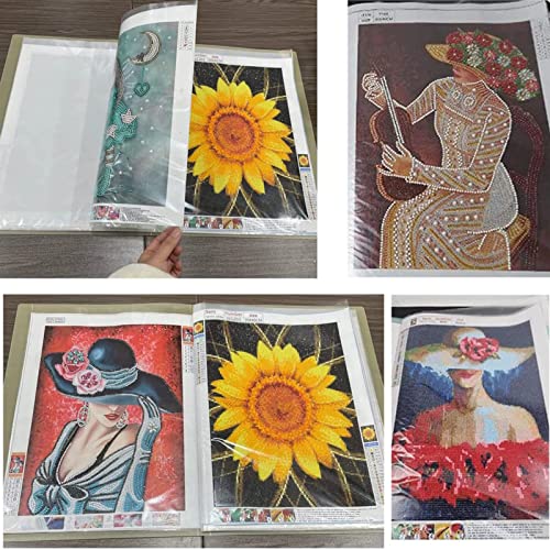 A3 Diamond Painting Storage Book, 60 Views Art Portfolio Presentations Folder with 30 Pages Protectors, 17.3x12.8in