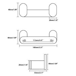 Alise Double Towel Hooks Bathroom Robe Clothes Hook Wall Mount Utility Hook,SUS304 Stainless Steel Matte Black