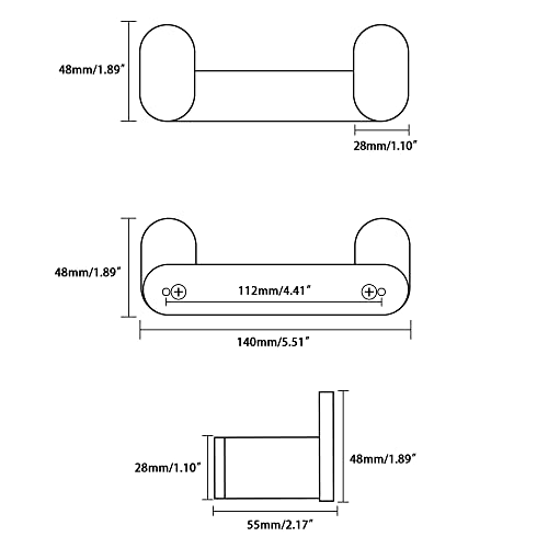 Alise Double Towel Hooks Bathroom Robe Clothes Hook Wall Mount Utility Hook,SUS304 Stainless Steel Matte Black