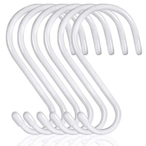 large white rubberized coated s hooks - 6 pack heavy duty closet hooks for hanging tools plants lights purses handbags coats jeans cups pans and pots