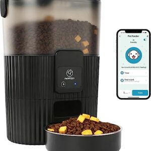 PAPIFEED Automatic Cat Food Dispenser with APP: WiFi Automatic Cat Feeders with Alexa for Pet Dry Food,Timed Auto Feeder 1-10 Meals Per Day with Anti-bite Power Cord,Stainless Steel Bowl for Cat, Dog