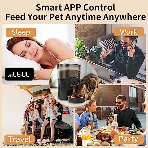 PAPIFEED Automatic Cat Food Dispenser with APP: WiFi Automatic Cat Feeders with Alexa for Pet Dry Food,Timed Auto Feeder 1-10 Meals Per Day with Anti-bite Power Cord,Stainless Steel Bowl for Cat, Dog