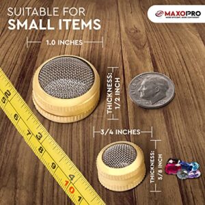 Ultrasonic Cleaner Baskets for Small Parts | Set of 2 Ultrasonic Parts Cleaner Basket with Screw Lock | Brass Body Stainless Steel Mesh Jewelry Steam Cleaner for Jewelry & Watch Parts | by MaxoPro