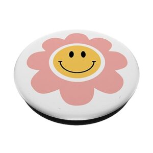 Yellow Smile Face Cute Daisy Groovy 70s PopSockets Standard PopGrip