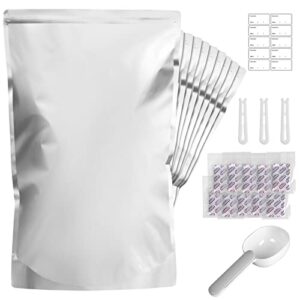momtail 10 pcs 5 gallon mylar bags with oxygen absorbers(2500cc),11.8 mil thickness mylar bags for food storage,heat sealable,zipper resealable,stand-up mylar bags(27” x 17”)