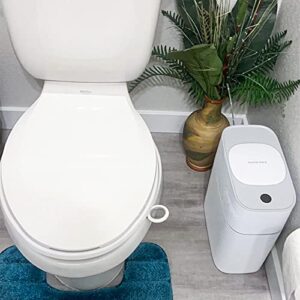 JOYBOS Bathroom Trash Can with Lid, Automatic Bagging Garbage Can, 3.8 Gallon Slim Smart Trash Can, Small Plastic Trash Bin, Narrow Motion Sensor Trash Can for Bedroom, Bathroom, Rv, Office White