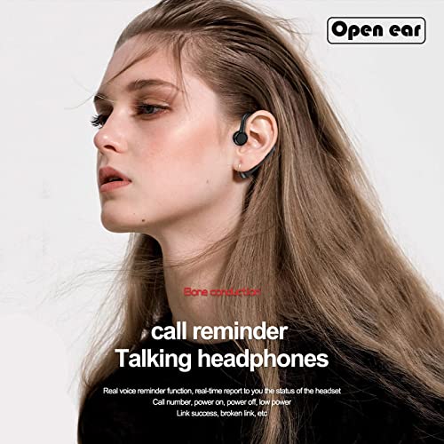 Open Ear Headphones Wireless Bluetooth Single Bone Conduction Wireless Earbuds with Earhooks Bone Conduction Headphones Bluetooth Head Set Earphones IPX5 Waterproof Long Battery Life Earpiece Black