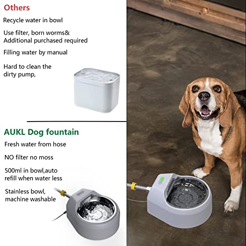 AUKL Dog Water Bowl Dispenser Auto Filling Dog Faucet Waterer Connects to Garden Hose