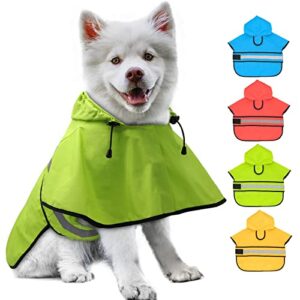 candofly dog raincoat hooded poncho - adjustable waterproof dog rain jacket lightweight reflective dog rain coat pet slicker for small medium large dogs (small, green)