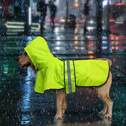 Candofly Dog Raincoat Hooded Poncho - Adjustable Waterproof Dog Rain Jacket Lightweight Reflective Dog Rain Coat Pet Slicker for Small Medium Large Dogs (Small, Green)