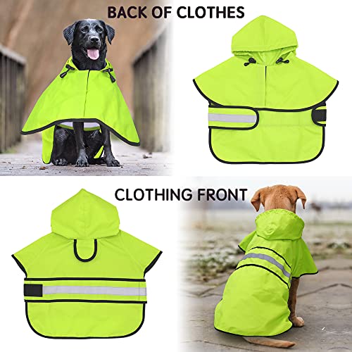 Candofly Dog Raincoat Hooded Poncho - Adjustable Waterproof Dog Rain Jacket Lightweight Reflective Dog Rain Coat Pet Slicker for Small Medium Large Dogs (Small, Green)