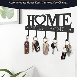 WIPHANY Key Holder Hooks Organizer Hanger Rack Wall Mounted with Screws and Anchors Home Sweet Home Wall Metal Decor for Entryway Front Door Kitchen Hallway Garage Mudroom Office 9.8inches/25cm