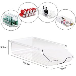 PENGKE Refrigerator Organizer Bin,Soda Can Holder Dispenser Storage Bins for Fridge, Pantry,Kitchen,BPA-Free,Clear(1-Pack)