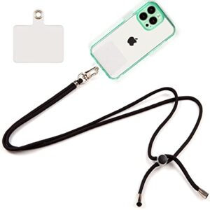 transparent patch phone neck strap compatible with most smart phones, for iphone lanyard adjustable mobile phone strap black