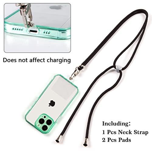 Transparent Patch Phone Neck Strap Compatible with Most Smart phones, for iPhone Lanyard Adjustable Mobile Phone Strap Black