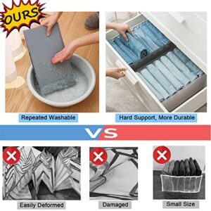 Wardrobe Closet Organizer Jeans Storage - 2pcs Large 7 Grids Foldable Clothes Drawer Organizition Washable Durable Oxford Fabric Divider with Handle for Leggings Sweaters Laundry Cabinet Bedroom Grey