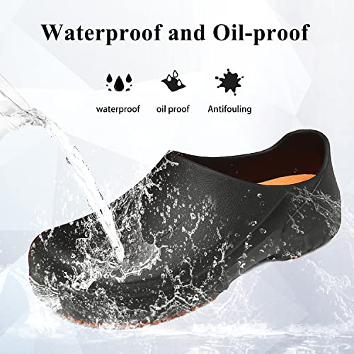 Slip Resistant Chef Shoes Men, Men's Professional Non Slip Waterproof Nurse Shoe for Kitchen Restaurant Hospital, Zapatos para Trabajar En Restaurante De Hombre Black