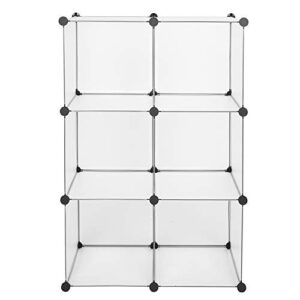 6 Storage Cube 13.8" x 13.8" Cube Organizer DIY Plastic Cube Storage Shelves Cabinet Cubby Shelving Bookshelf Clothes Dresser Closet Storage Playroom Cube Toy Organizer Cabinet (6-Cube, White)