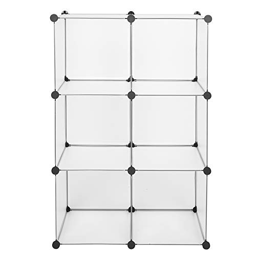 6 Storage Cube 13.8" x 13.8" Cube Organizer DIY Plastic Cube Storage Shelves Cabinet Cubby Shelving Bookshelf Clothes Dresser Closet Storage Playroom Cube Toy Organizer Cabinet (6-Cube, White)