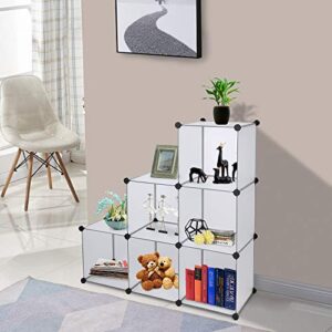 6 Storage Cube 13.8" x 13.8" Cube Organizer DIY Plastic Cube Storage Shelves Cabinet Cubby Shelving Bookshelf Clothes Dresser Closet Storage Playroom Cube Toy Organizer Cabinet (6-Cube, White)