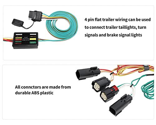 Oyviny Custom 4 Way Flat Trailer Wiring Harness 56120 for Ford Edge 2011-2014, Edge Trailer Hitch Wiring