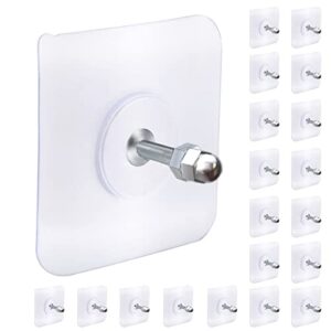 aiersa adhesive hooks heavy duty,wall hooks for hanging,screw free sticker,seamless screws for wall mount,2 in 1 reusable for kitchen,bathroom,home,office white self adhesive hooks(20 pcs, 16mm)