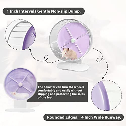 PETSTAY Hamster Wheel Silent Hamster Exercise Wheel with Adjustable Stand and Towel,10.2 inch Quiet Spinner Hamster Running Wheels Hamster Cage Accessories for Small Animals Gerbils Mice (Purple)