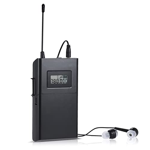 PENCHEN WPM-200R UHF Wireless Audio System Receiver LCD Display 6 Selectable Channels 50m Transmission Distance with in-Ear Headphones