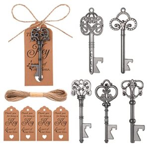 50pcs vintage skeleton key bottle openers wedding favors , party return gifts for guests (black)