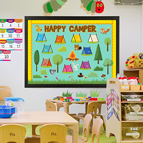 45 PCS Woodland Pup Tents Cut-Outs for Camping Bulletin Board Classroom Decor Woodland Theme Party Decoration, 9 Styles