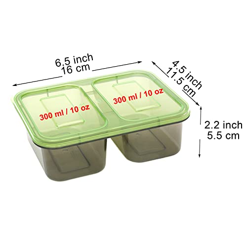 Youngever 9 Sets Bento Lunch Box, Meal Prep Containers, Reusable Plastic Food Storage Container Boxes (2-Compartment 20 Ounce)