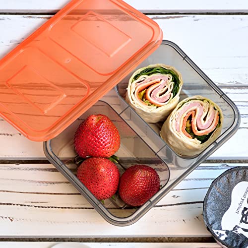 Youngever 9 Sets Bento Lunch Box, Meal Prep Containers, Reusable Plastic Food Storage Container Boxes (2-Compartment 20 Ounce)